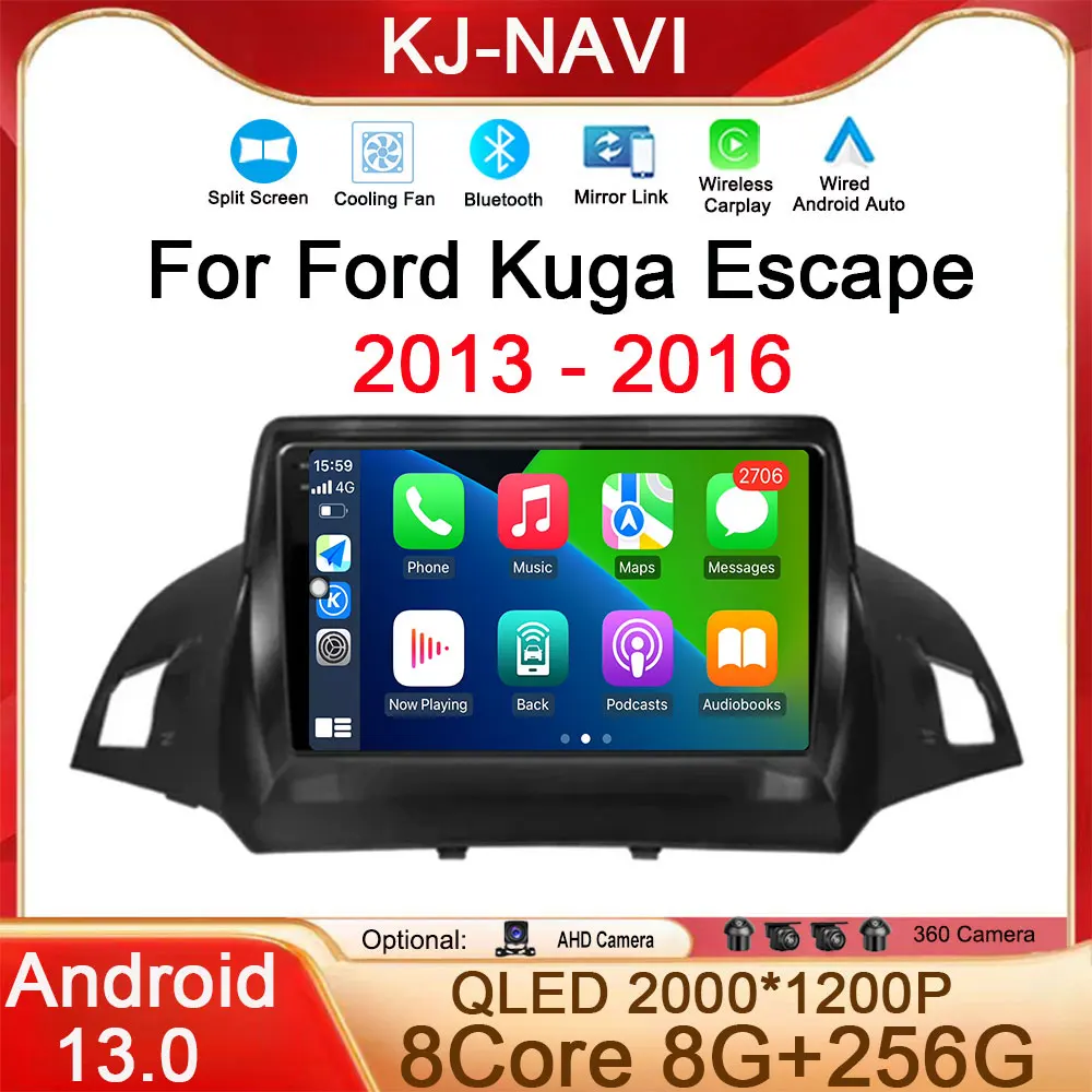 

Автомобильный смарт-стереопроигрыватель Carplay для Ford Kuga Escape 2013-2016, система Android 13, мультимедийная система, Bluetooth, навигация GPS