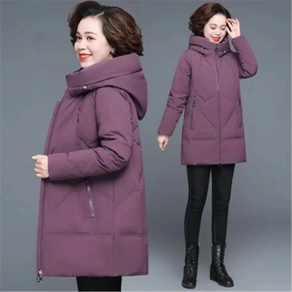 2023 Women Parka Oversized Winter Jacket Windproof Warm Outwear Middle-aged Mother Cotton Padded Coat Long Hooded Parka 6XL