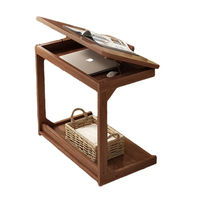 

Минималистичный съемный приставной столик из массива дерева с откидной столешницей для гостиной, небольшой журнальный столик для дивана