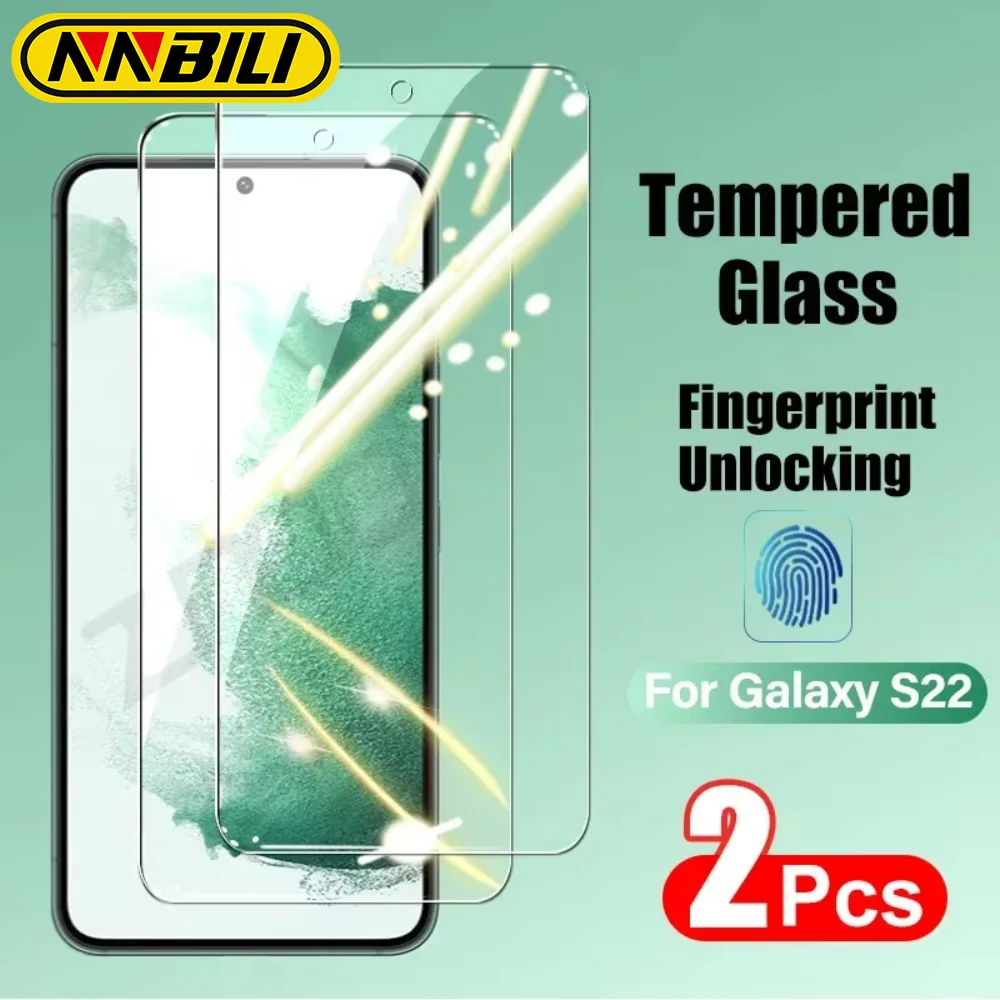 NNBILI 2PCS Tempered Glass For Samsung Galaxy S21 S22 S23 S24 S25 PlusS24 S25 Ultra Screen Protector Fingerprint Unlocking Glass