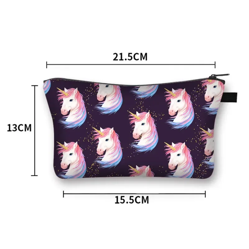 Pink Unicorn Printing Makeuo Bag Women  Rainbow Horse Pattern Leisure Cosmetics Bags For Travel Ladies Portable Makeup Case