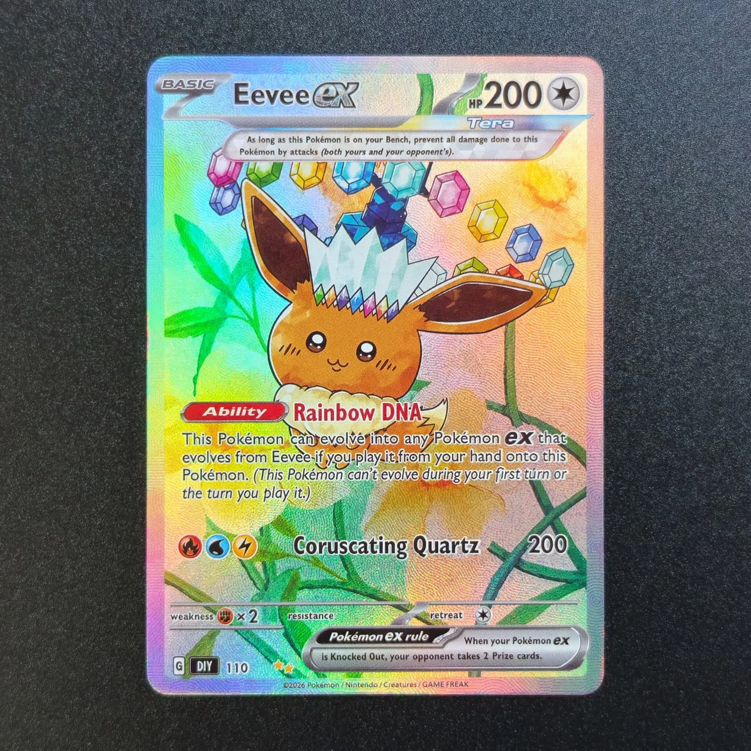9 Style Diy PKM English Gem Eevee Vaporeon Flareon Espeon Umbreon Leafeon Glaceon Sylveon Jolteon Collection Anime Card