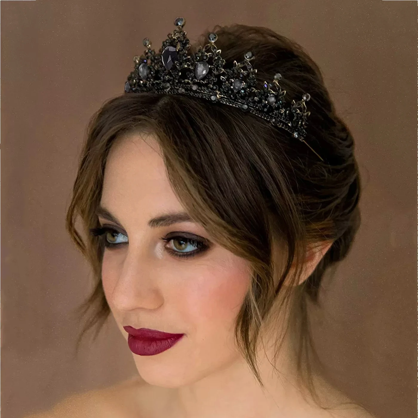 Gothic Black Crystal Tiaras Wedding Crown for Bridal Headpiece Baroque Bride Tiara Wedding Headband Head Hair Accessories