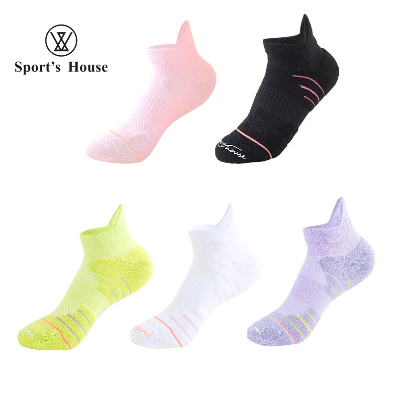 SPORT\'S HOUSE Spring and summer thin running socks for women Towel bottom wicking sweat breathable non-slip sports socks