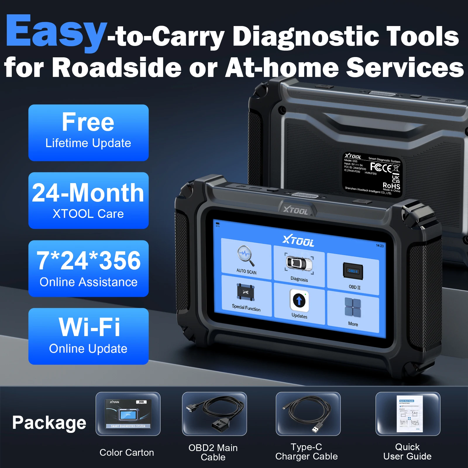 Newest XTOOL D5S OBD2 Scanner 5 System Diagnostic Tools 16+ Reset Code Reader CAN FD FCA Automotive Scanner Lifetime Free Update