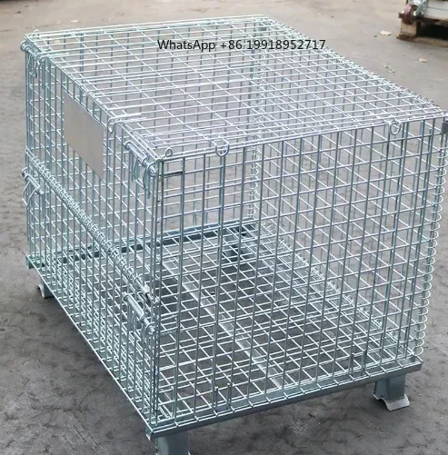 Heavy Cargo Folding Grid Turnover Box Metal Logistics Warehouse Stacking Cage for Industrial Use