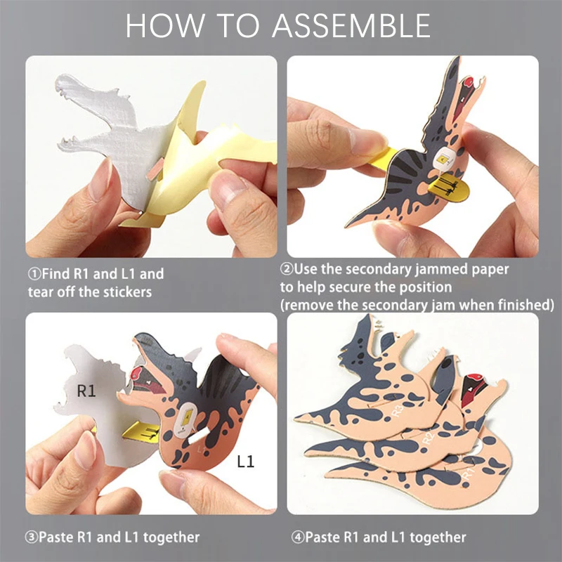 Dinosauro Puzzle di carta 3D per bambini Giocattoli educativi Montessori Divertenti assemblaggio manuale fai-da-te Giocattolo modello tridimensionale per ragazzo ragazza