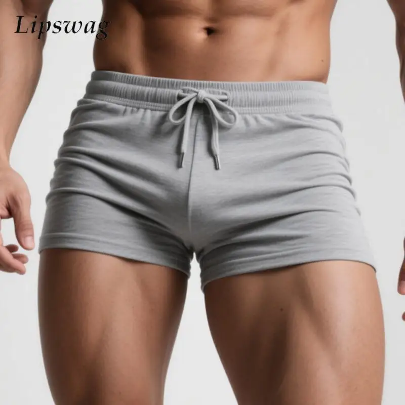 

New Casual Mens Solid Color Shorts Daily Leisure Drawstring Lace-up Stretch Slim Bottoms For Men 2026 Summer Sexy Shorts Pajamas