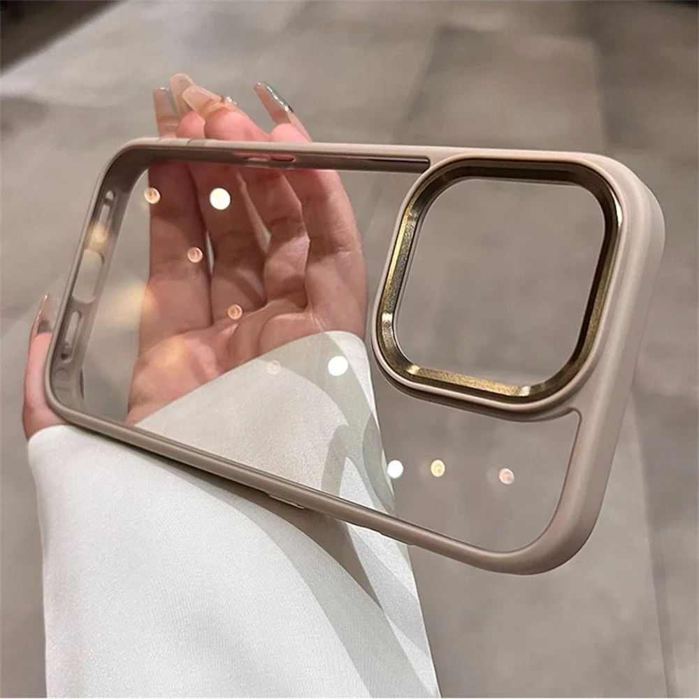 

Роскошный прозрачный мягкий силиконовый чехол для телефона с рамкой для iPhone 16 Pro Max Plus 17, противоударный жесткий акриловый чехол