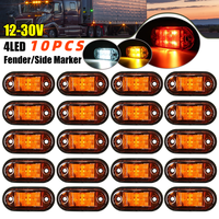 10PCS 4 LED 12V-24V Side Marker Lights Oval Front Rear Clearance Indicator Lamp Truck Accessorie for Trailer BUS Van Caravan