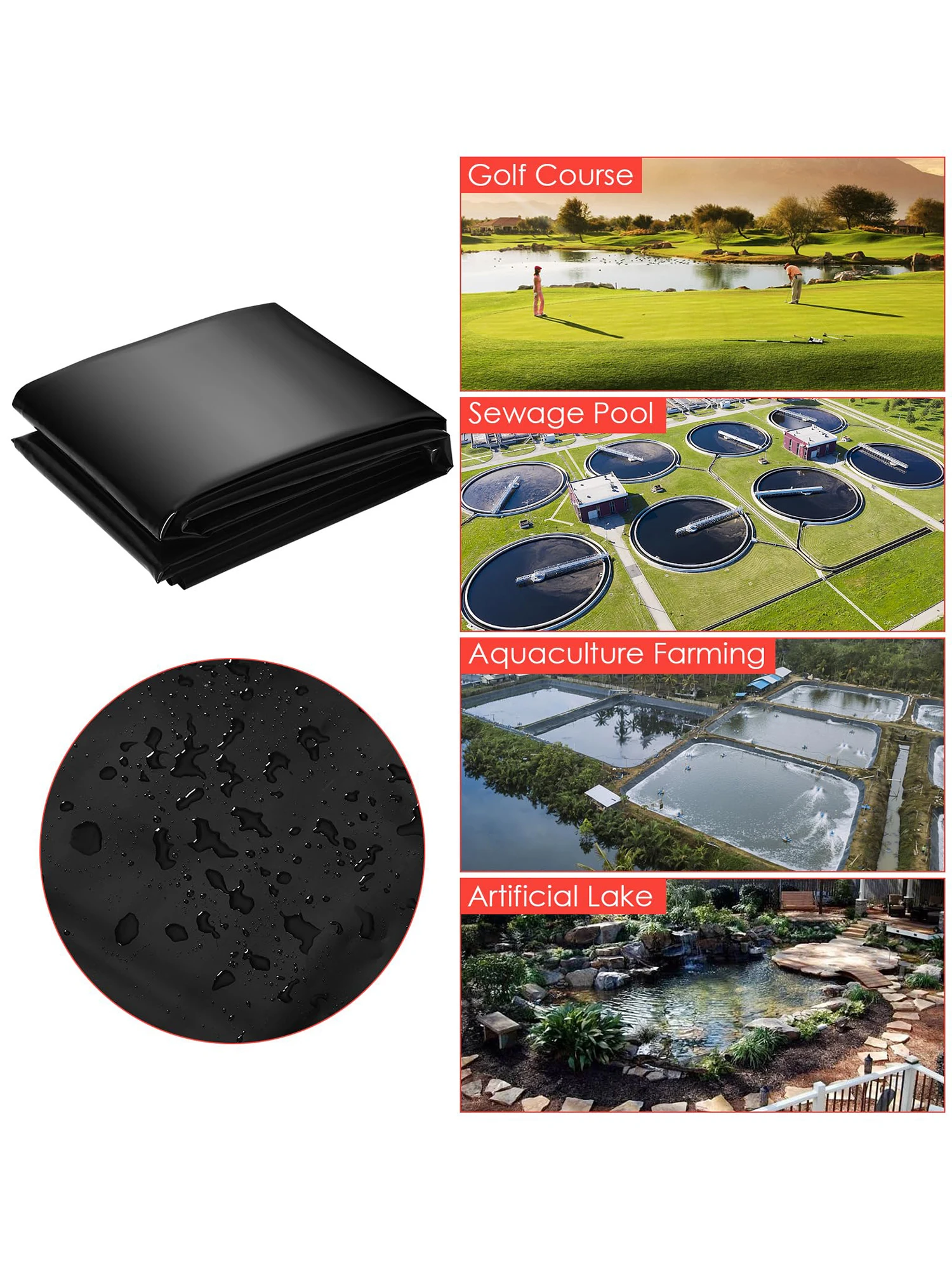Zware duikzeil 20/45 mil waterdicht anti-UV geomembraan voor watervallen, watergartenfuncties, eenvoudig te snijden - afbeelding 2