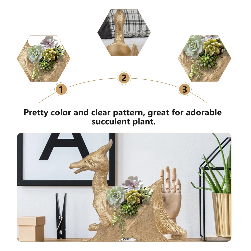 

1Pcs Dinosaur Planter Creative Resin Flowerpot Home Garden Succulent Pot Decorative Resin Craft Desktop Planter Decor