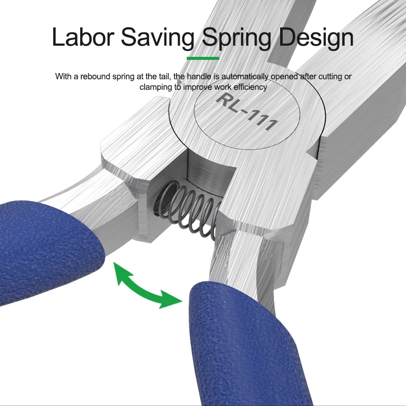 Flache Nase Zangen RL-111 5 "Zahnlos Arbeitsersparnis Frühling Nicht Slip Clamp für Handys Reparatur Manuelle DIY Draht spann Werkzeug