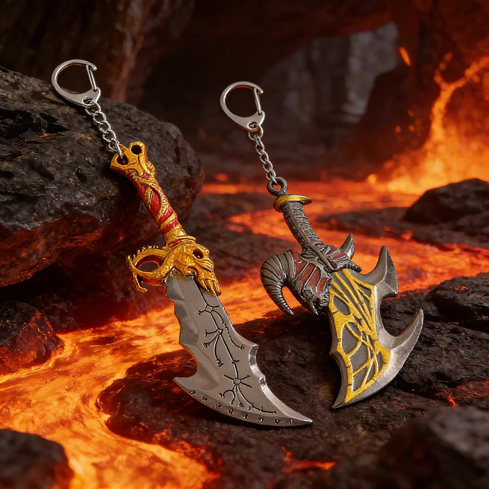 God of War Keychain Swords Pendant Blades of Chaos And Blades of Exile Car Llaveros Accessories