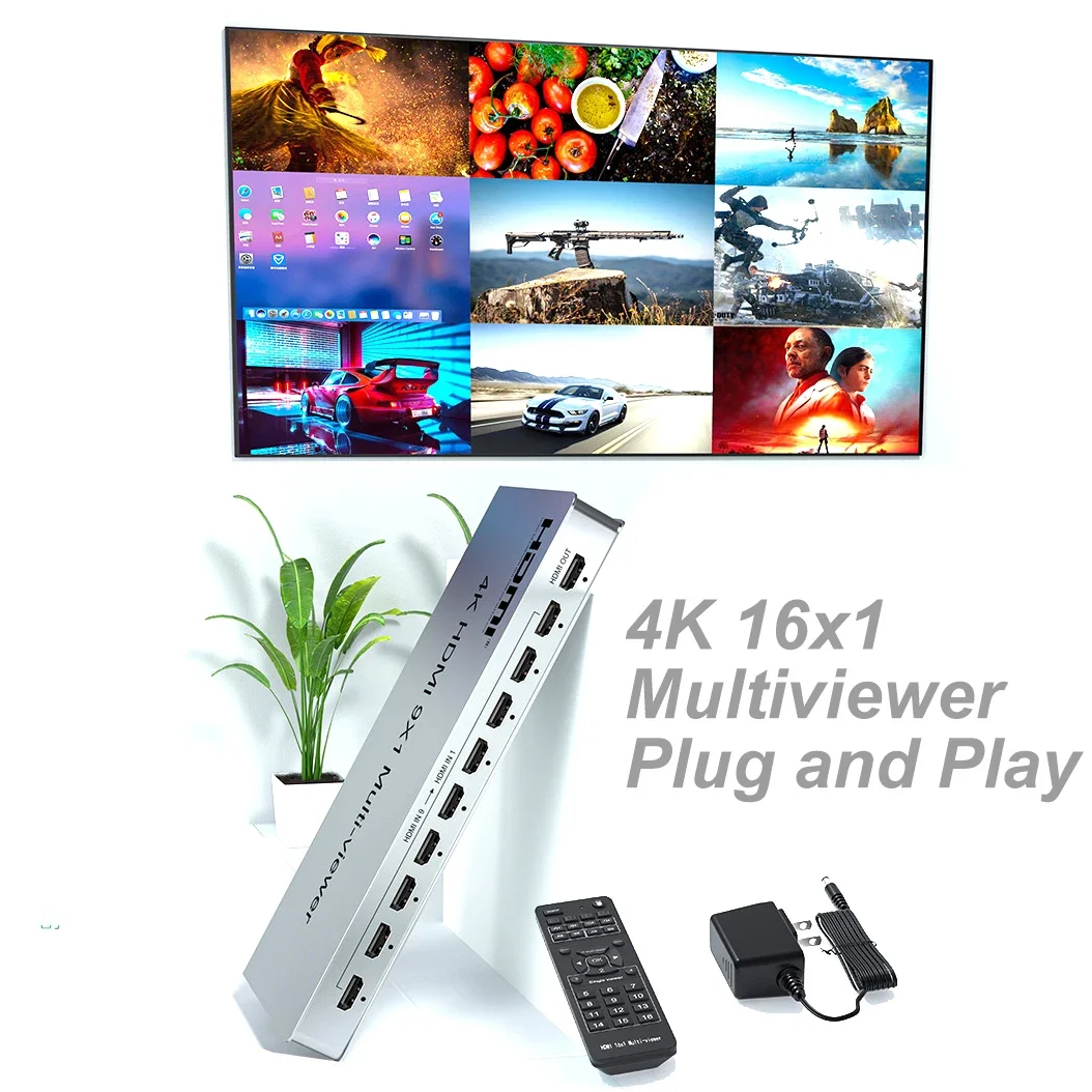 4K Multiviewer 16x1 Picture Splitter Quad HDMI Multi Viewer Seamless Switch 16 Screen Divider Add Multiple New Display Modes