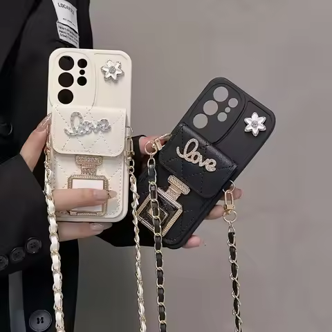 Crossbody Leather Phone Case for Samsung Galaxy S25 S22 S23 S24 Ultra Plus A55 A15 A05 A05S A54 A34 A24 A14 5G Card Holder Women