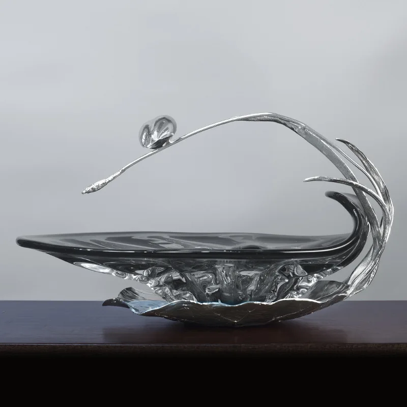 

DSA brass glass fruit bowl coffee table crystal exquisite candy snack display