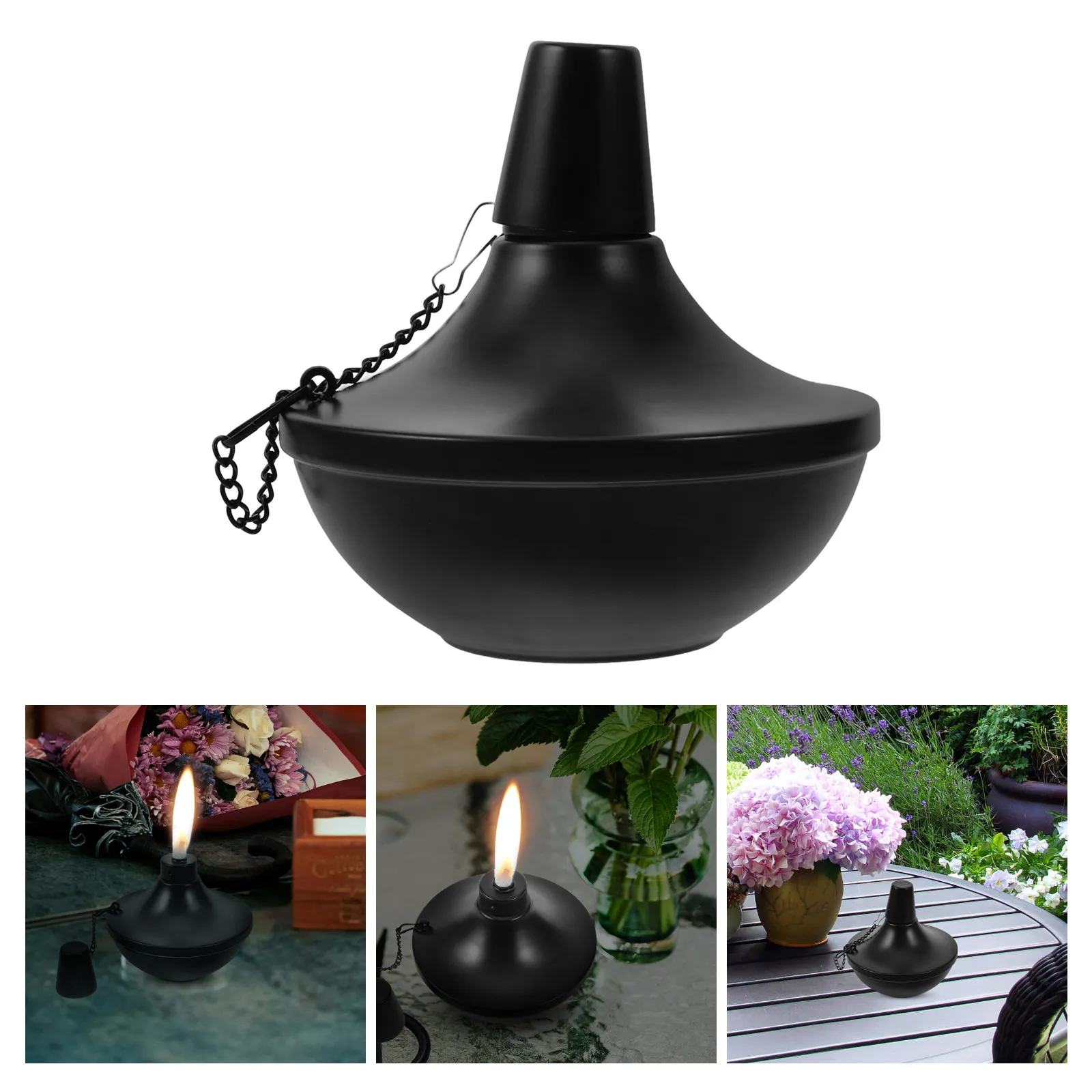 Tabletop Torch Flame Lamp Stainless Steel Refillable Lantern Tiki Table Torch Yard Decor Patio Lighting Oil Burner