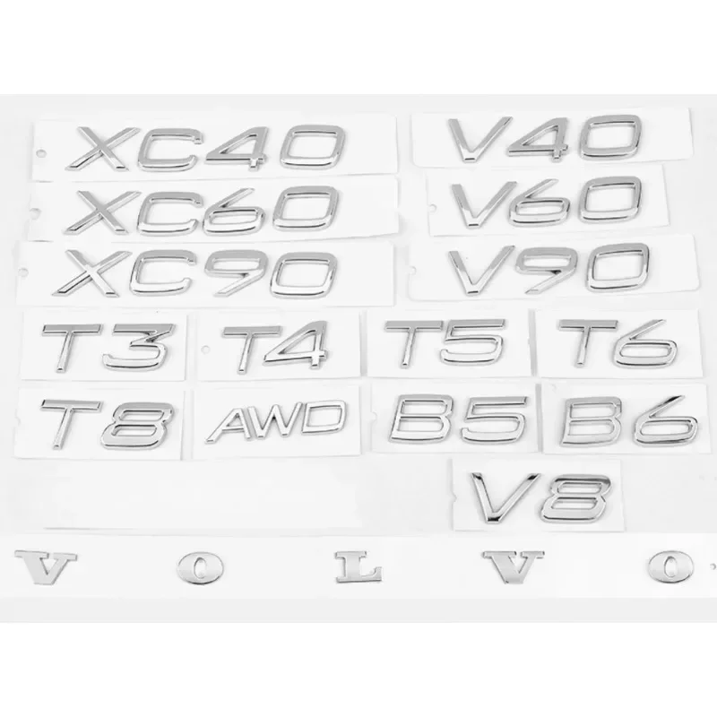 Car ABS 3D letter stickers are suitable for Volvo XC60, XC90, S60, S80, S60L, V40, V60, T5, T6 and AWD trunk logo stickers.