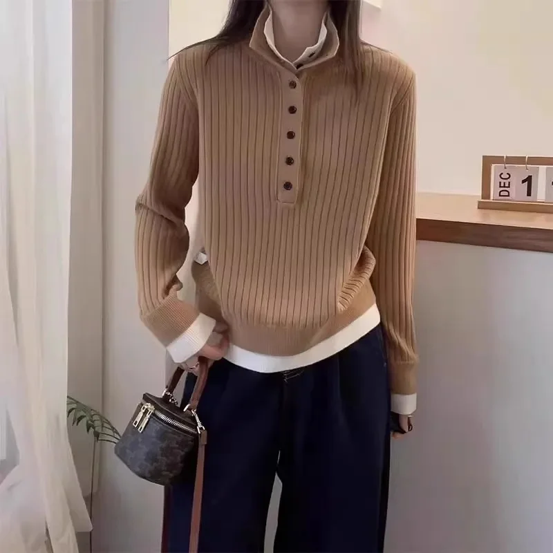 

Высокое качество, женский осенне-зимний повседневный пуловер с отложным воротником, кашемировый свитер, трикотаж из 100% мериносовой шерсти, одежда, топы