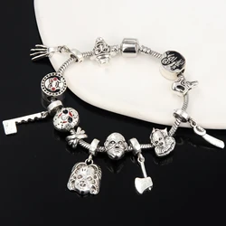 Horror Movie Friday Charm Bracelet Killer Pennywise Chucky DIY Beads Bangle Bracelets for Women Men Halloween Party Jewelry Gift