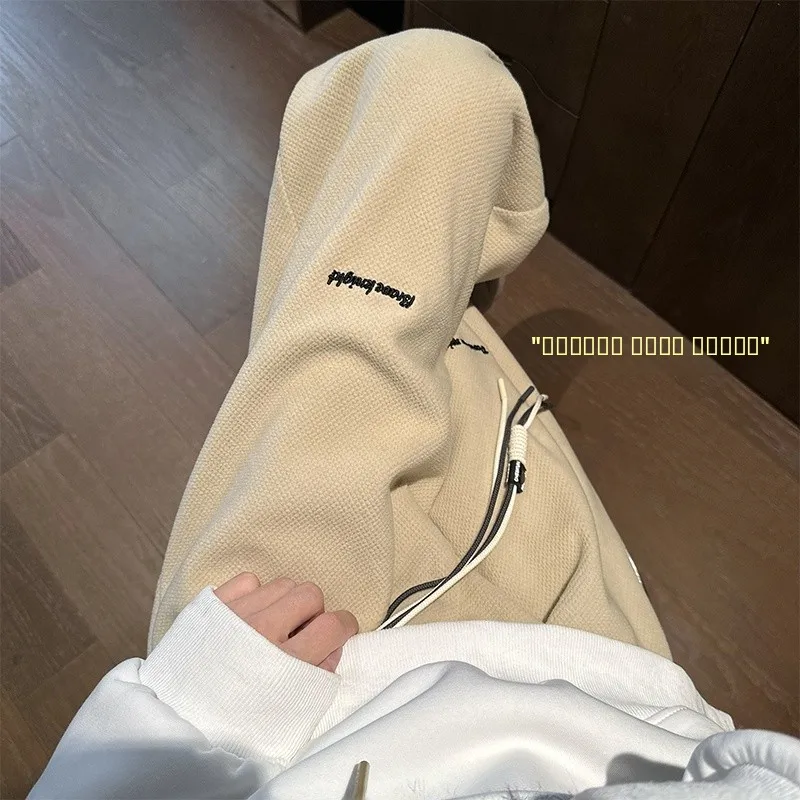 

Men's Winter Thiened Fce Lined Loose Casual Pants American Retro Cuffed Sports Pants Warm Sweatpants Youth Faion Trend