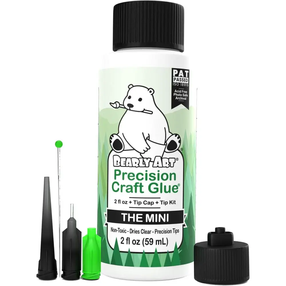 

Клей Precision Crat Glue - Мини-формат 2 л (60 мл) с набором насадок - Кислотостойкий архивный - Клей с сильной фиксацией - Идеально подходит для склеивания бумаги и картона