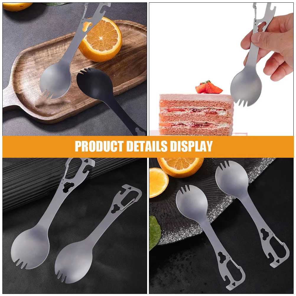 

Outdoor Spork Stainless Steel Camping Fork Spoon Combined with Can Opener Compact Travel Cutlery for Backpacking and Picnic