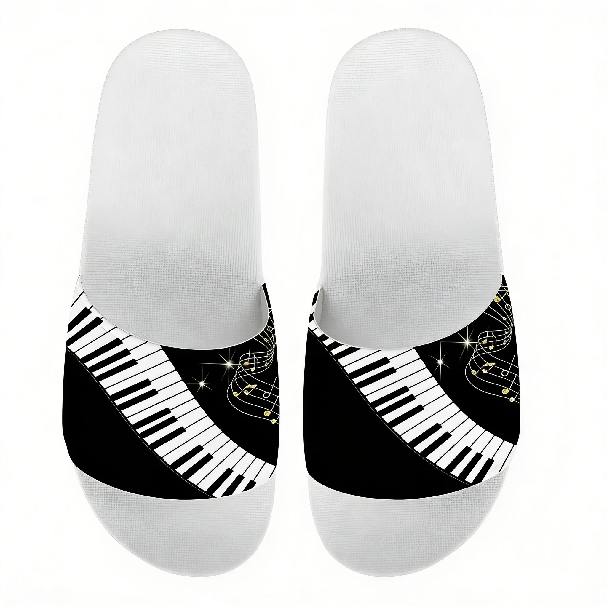 

Music Notes Piano Keyboard Pattern Woman Summer Home Slippers Casual White No-slip House Flip Flop Beach Female Shoe