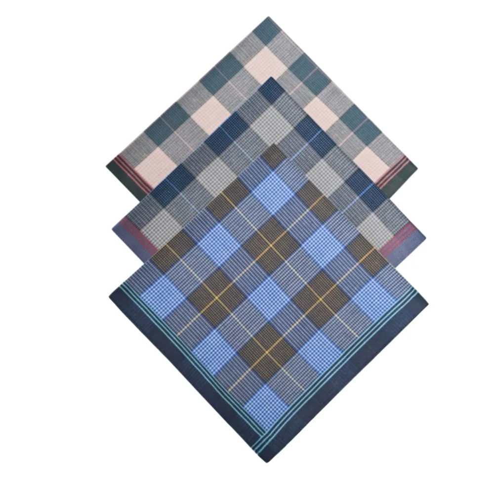 12Pcs Vintage Dark Plaid Cotton Handkerchiefs, Classic Retro 40cm Pure Cotton Pocket Squares, Soft Gift Handkerchiefs Elders Men