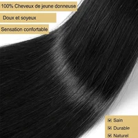 16A Double Drawn Bone Straight Human Hair Bundles Brazilian Raw Hair Weave 100% Unprocessed Virgin Hair Extensions Natural Black Color Full Thick Ends Bundle 5