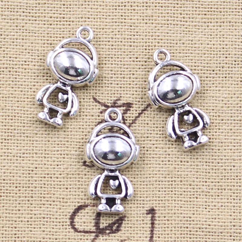 8pcs Charms Heart Robot 22x12x6mm Antique Silver Color Pendants Making DIY Handmade Tibetan Finding Jewelry