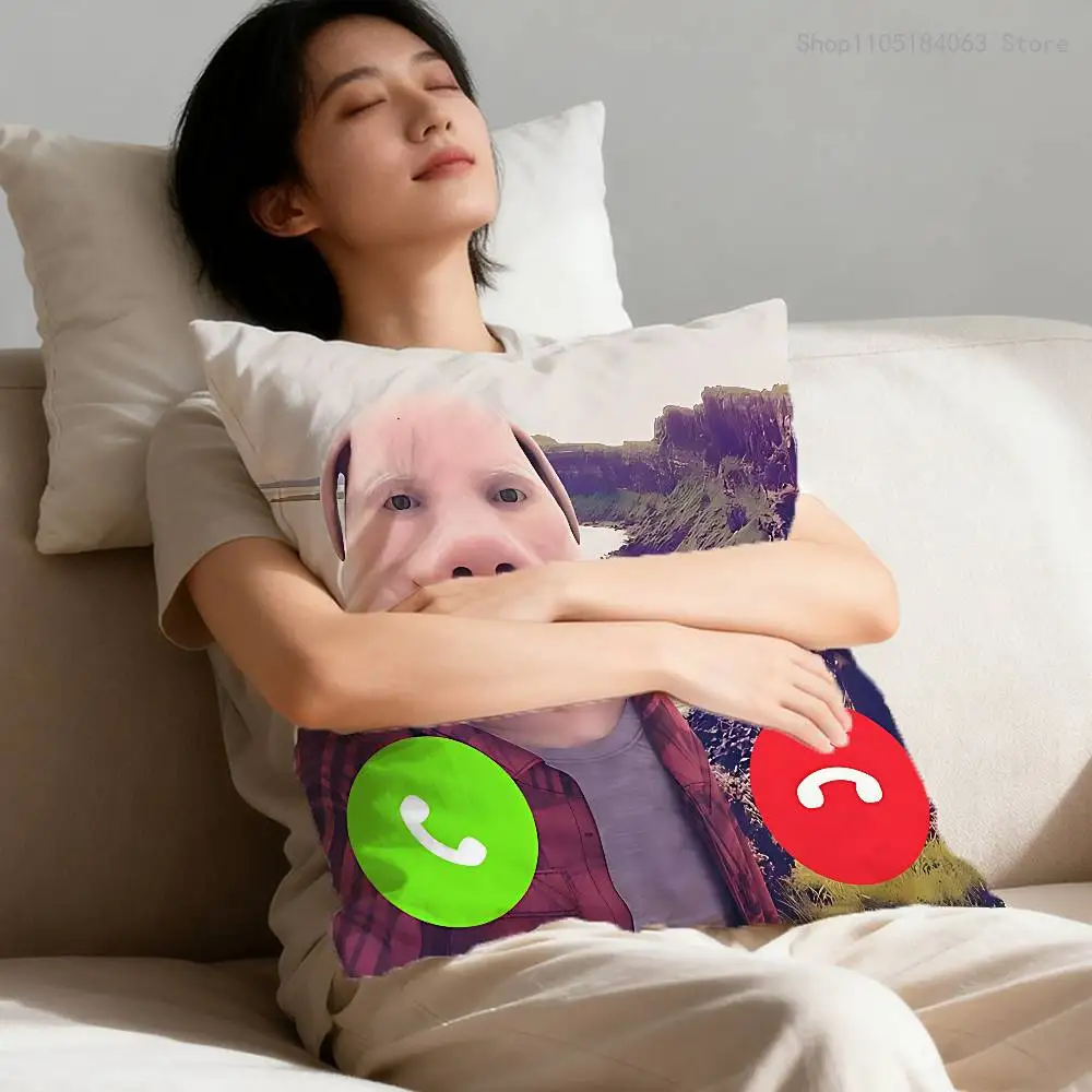 John Pork Is Calling Pillow Case For Sofa Decor Car Office Room Printing Cushion Cover Decorations and Protector
