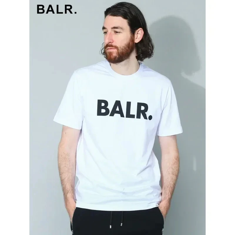 

BALR. Brand letter-printed crew neck summer short-sleeved cotton loose and breathable T-shirt large size men's casual style top