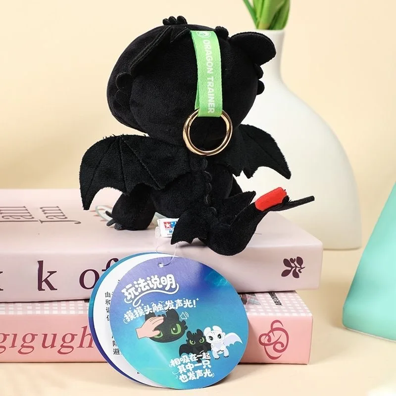 Cute Toothless doll plush toy genuine How to Train Your Dragon Night Sha Light Fury pendant couple keychain Emit light and sound