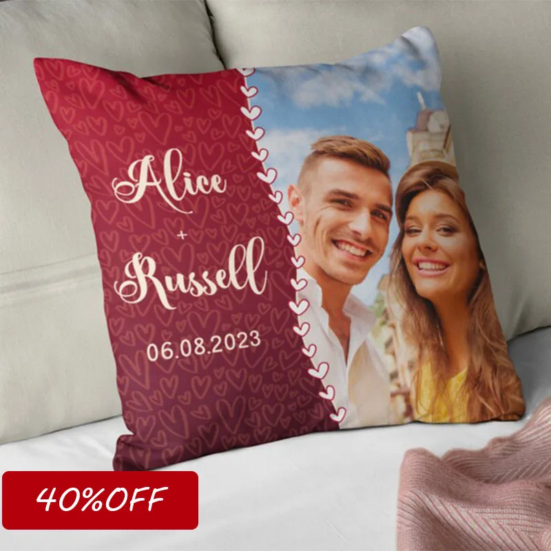 

Custom Couple Photo Pillow Personalized Valentine's Wedding Anniversary Gift Romantic Throw Pillow with Your Picture
