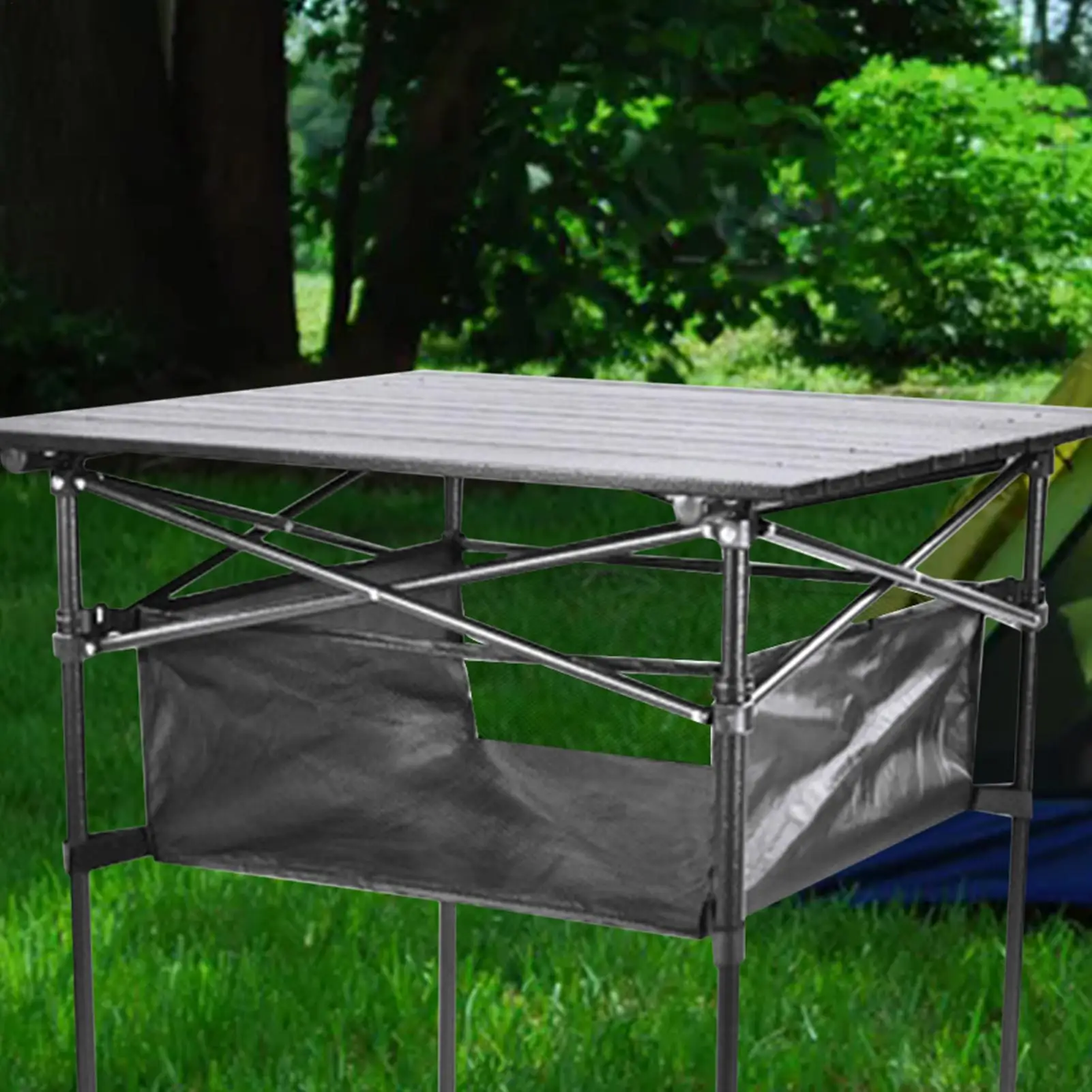 Outdoor Folding Table Storage Under Table Storage Bag Picnic Table Rack Bag Hangable Mesh Pouch Camping Equipment Organizer
