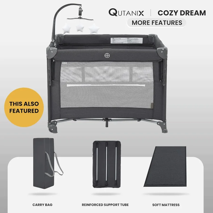 Confezione 2 in 1 e gioco con materassoCulla per bambini Comodino per dormire Culla per bambini Box per bambini Culla portatile pieghevole facile per Newb