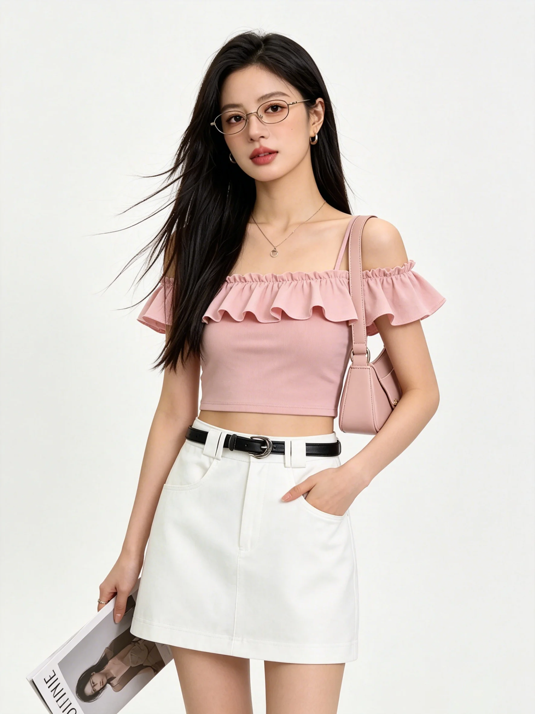 

Slimming High Waist A-Line Skirt Casual Commute Style with Belt Khaki Short Skirt Women's Fashion Spring Summer 2026