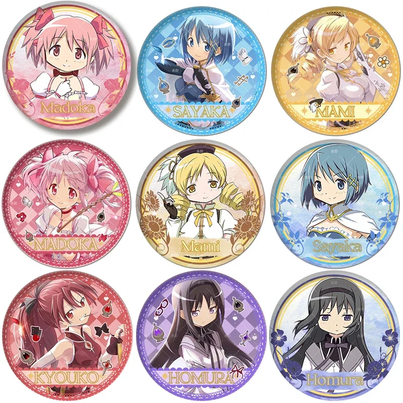 Broche bonito da figura do anime de Puella Magi Madoka Magica, pinos para cosplay, emblema para mochila e sapatos, acessórios para jóias, Homura