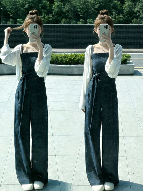 

Fashionable Sun Protection Three-Piece Set Women's Slim Fit Vest Wide Leg Pants Casual Style Spring Summer Office Wear