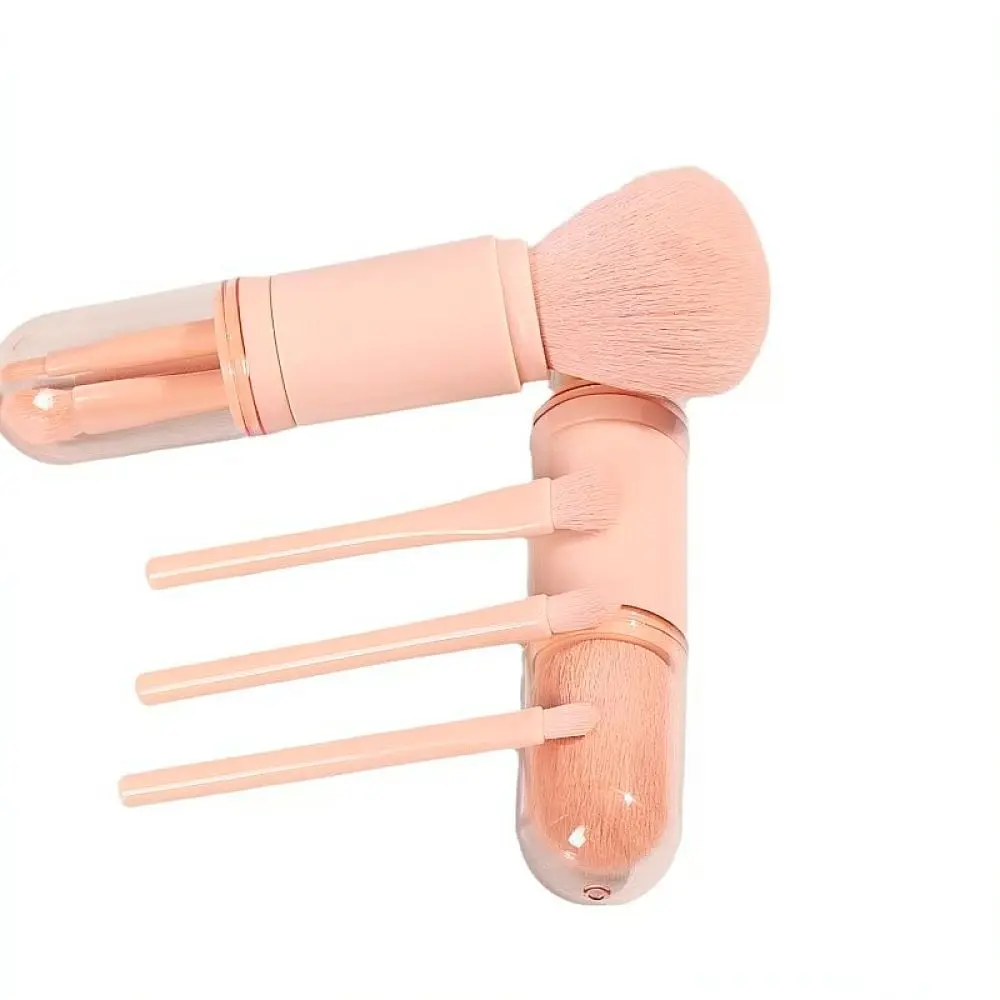 Handy 4 In 1 Makeup Brush Set Cosmetic Applicator Soft Synthetic Hair For Face Powder Blush Eyeshadow Travel Beauty Tool