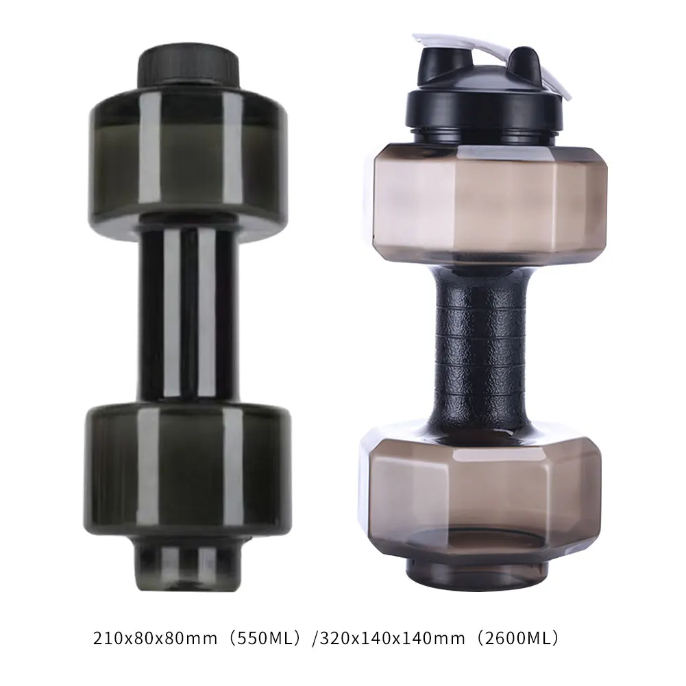 Camping Water Bottle Gym Outdoor Fitness Cycling Sport PET Dumbbell Shape Kettle for Easy Safety Working-out Ornaments