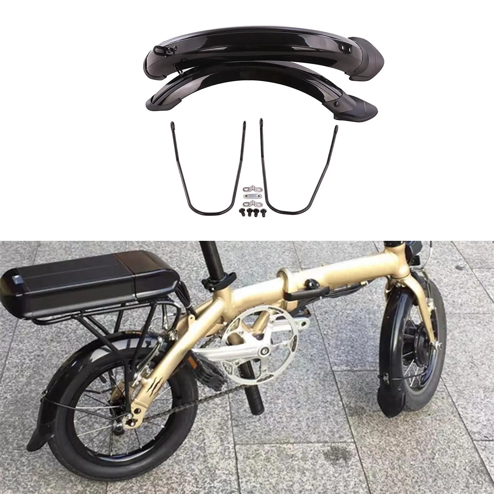 Folding Bike Mudguard Set Unbreakable for 12 inch 14 inch Wheels Stopper