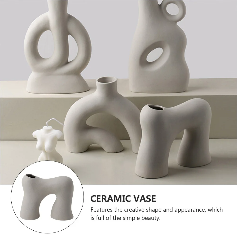 

1Pcs Decorative Vase Adornment Minimalist Design Ceramic Flower Vase for Home Interior Office Space Decoration