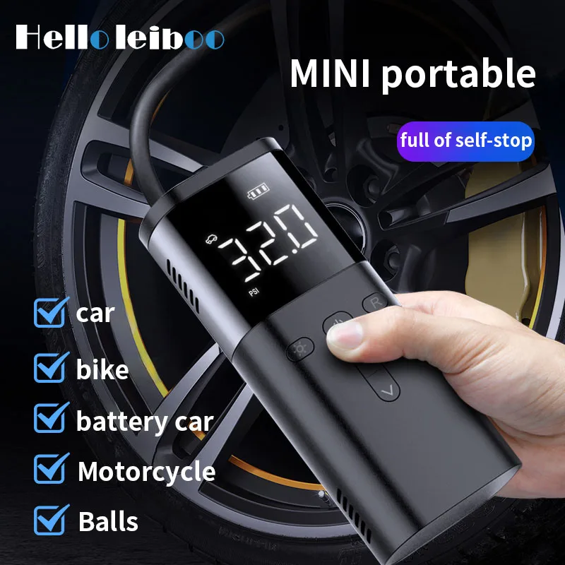 ワイヤレスカーエアポンプポータブルエアコンプレッサー車オートバイ自転車電動デジタルディスプレイタイヤインフレーターカーアクセサリー