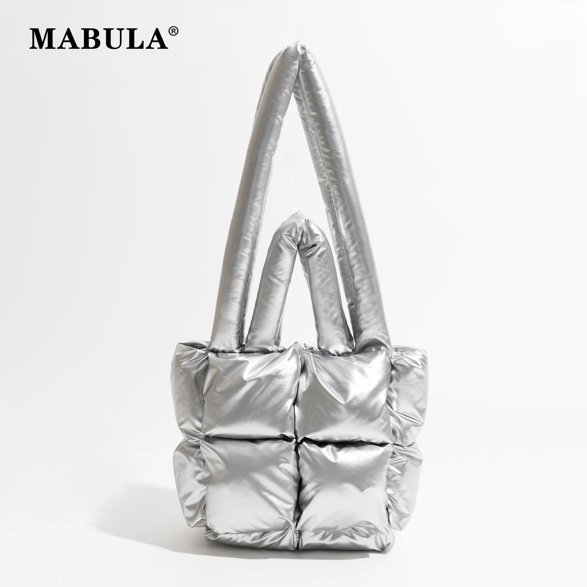 

MABULA Winter Cotton Padded Puffer Handbag for Women Down Quilted Crossbody Purse Brand Small Size Satchel Tote