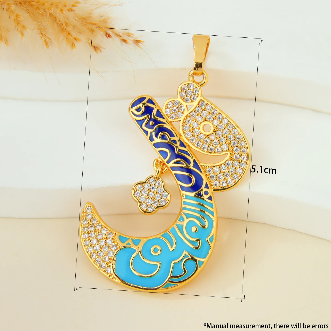 Arabische Muslimische Islamische Glücksbringer-Halskette Anhänger 21k Vergoldet Dubai Vintage Geometrischer Anhänger Bollywood Modeschmuck – Detail 10