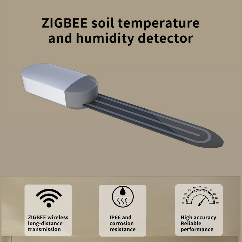 ZigBee 3.0 Soil Sensor Temperature And Humidity Detection Outdoor Waterproof Battery Powered Tuya Smart Life Remote Control
