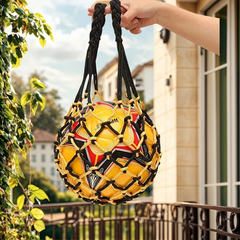 1pc/5pcs saco de rede de basquete, saco de rede de tecelagem grossa, saco de rede de futebol de grande capacidade, saco de rede de treinamento de náilon durável-cor misturada